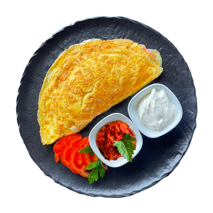 Omelet with cheese and ham