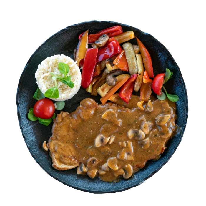 Veal Schnitzel in Mushroom Sauce
